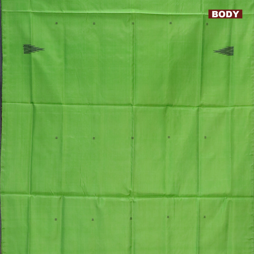 Banana pith saree light green and deep maroon with thread woven buttas in borderless style