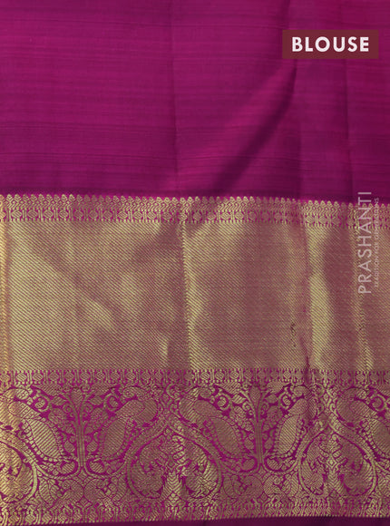 Pure kanjivaram silk saree pink and dark magenta pink with allover zari weaves and zari woven border