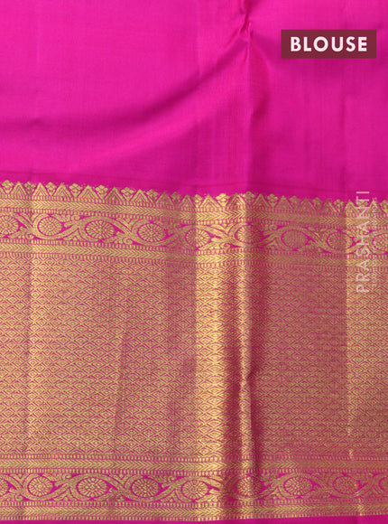 Pure kanjivaram silk saree yellow and pink with zari woven buttas and zari woven border