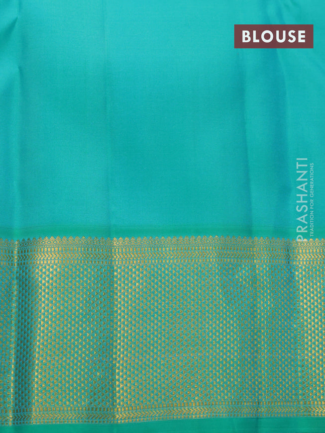 Pure kanjivaram silk saree orange and green with plain body and zari woven border