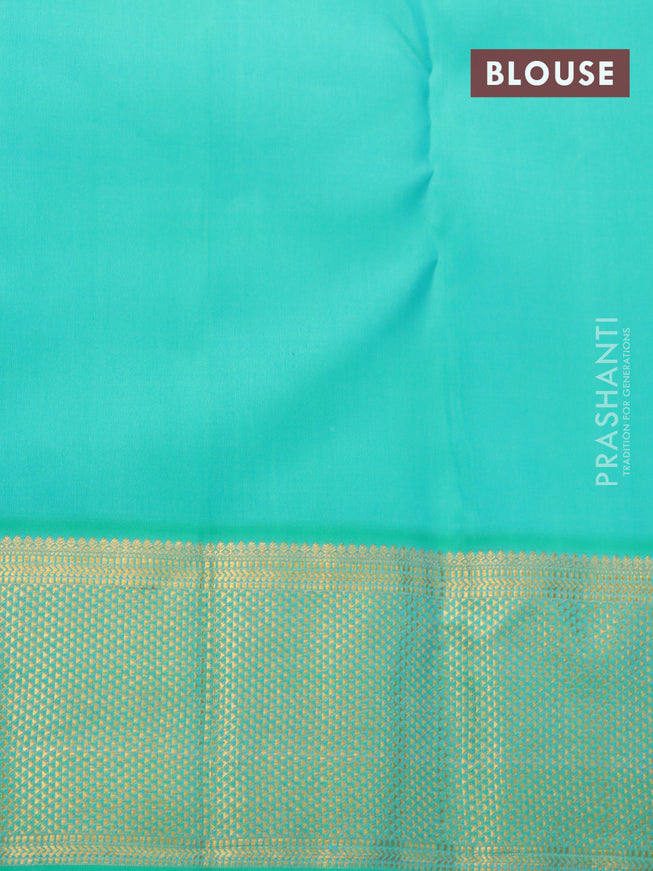 Pure kanjivaram silk saree pink and green with plain body and zari woven border