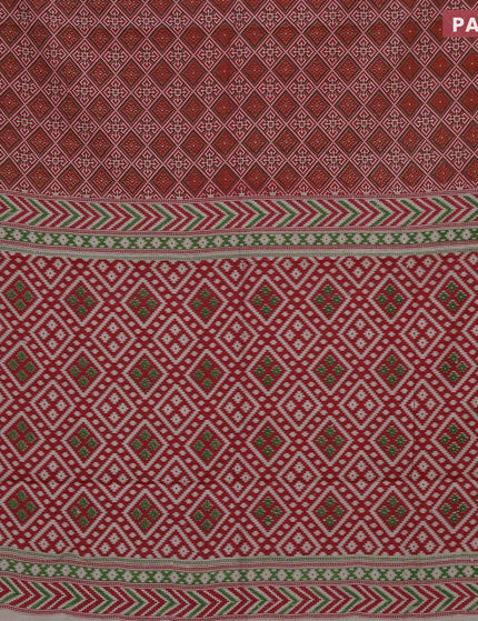 Muslin cotton saree maroon and grey shade with allover ikat prints and zari woven border