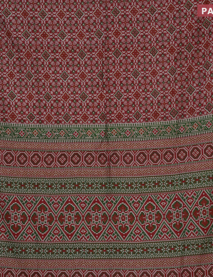 Muslin cotton saree maroon and grey with allover ikat prints and zari woven border