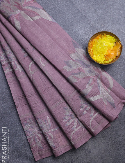 Crush embroidery saree pastel purple shade with embroidery work buttas in borderless style