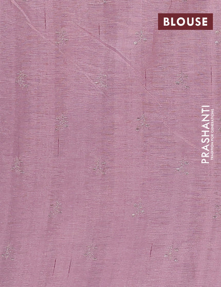 Crush embroidery saree pastel pink with allover zari checks & embroidery work buttas in borderless style