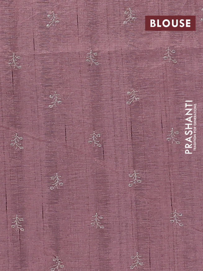 Crush embroidery saree pastel purple with allover zari checks & embroidery work buttas in borderless style