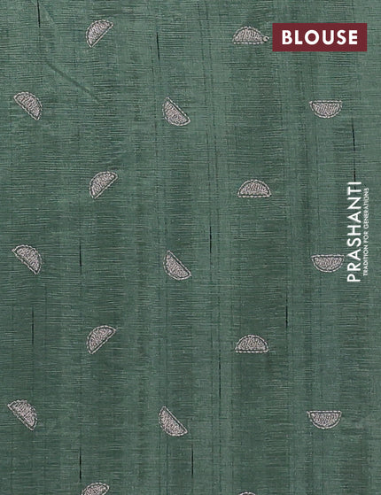 Crush embroidery saree green with embroidery work buttas in borderless style