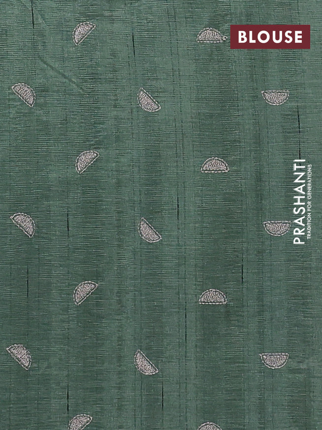 Crush embroidery saree green with embroidery work buttas in borderless style