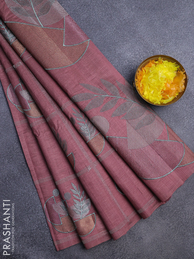 Crush embroidery saree pastel maroon shade with embroidery work buttas in borderless style