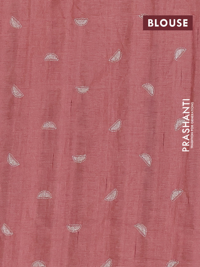 Crush embroidery saree pastel maroon shade with embroidery work buttas in borderless style