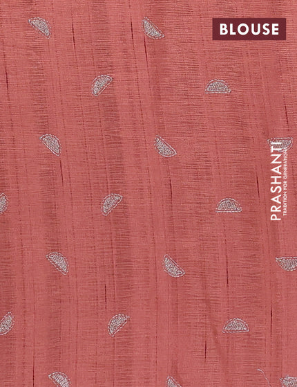 Crush embroidery saree rust shade with embroidery work buttas in borderless style