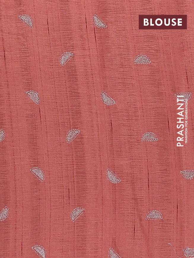 Crush embroidery saree rust shade with embroidery work buttas in borderless style