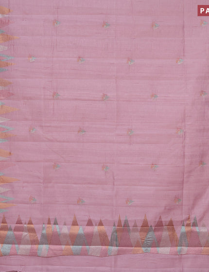 Crush embroidery saree pastel pink with embroidery work buttas and temple design embroidery work border