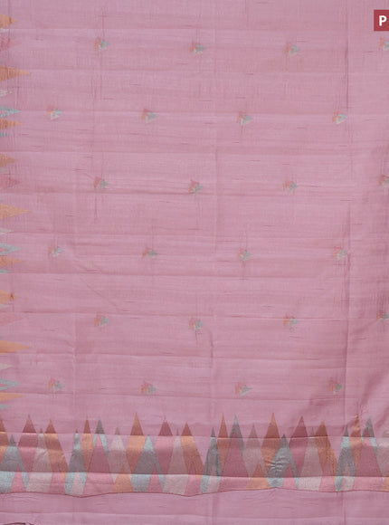 Crush embroidery saree pastel pink with embroidery work buttas and temple design embroidery work border