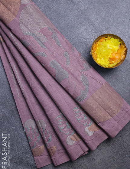 Crush embroidery saree pastel purple shade with allover embroidery work buttas in borderless style