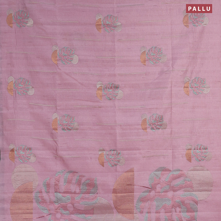 Crush embroidery saree pastel pink with allover embroidery work buttas in borderless style