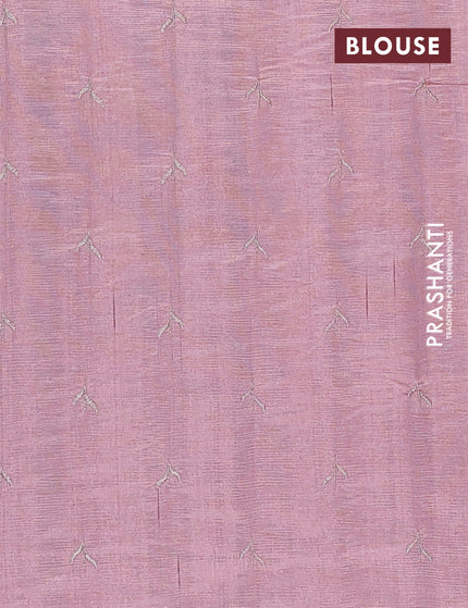 Crush embroidery saree pastel pink with allover embroidery work buttas in borderless style