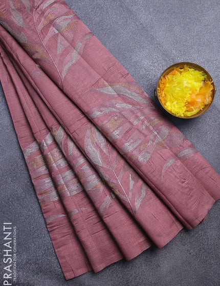 Crush embroidery saree pastel maroon shade with embroidery work buttas in borderless style