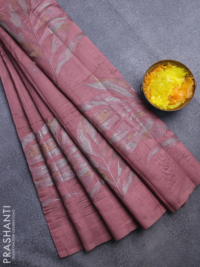 Crush embroidery saree pastel maroon shade with embroidery work buttas in borderless style