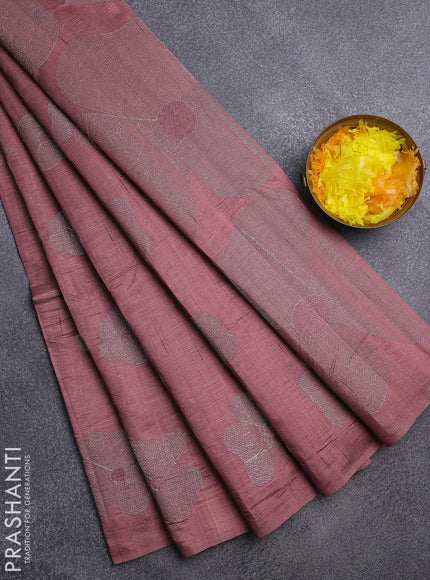 Crush embroidery saree pastel maroon with embroidery work buttas in borderless style