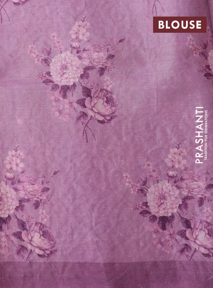 Pure tussar silk saree mild purple with allover floral prints & pita work and simple border