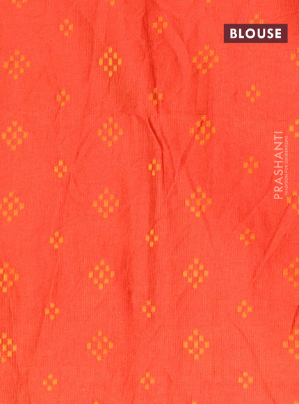 Semi dupion saree mustard yellow and red with thread woven buttas and thread woven border