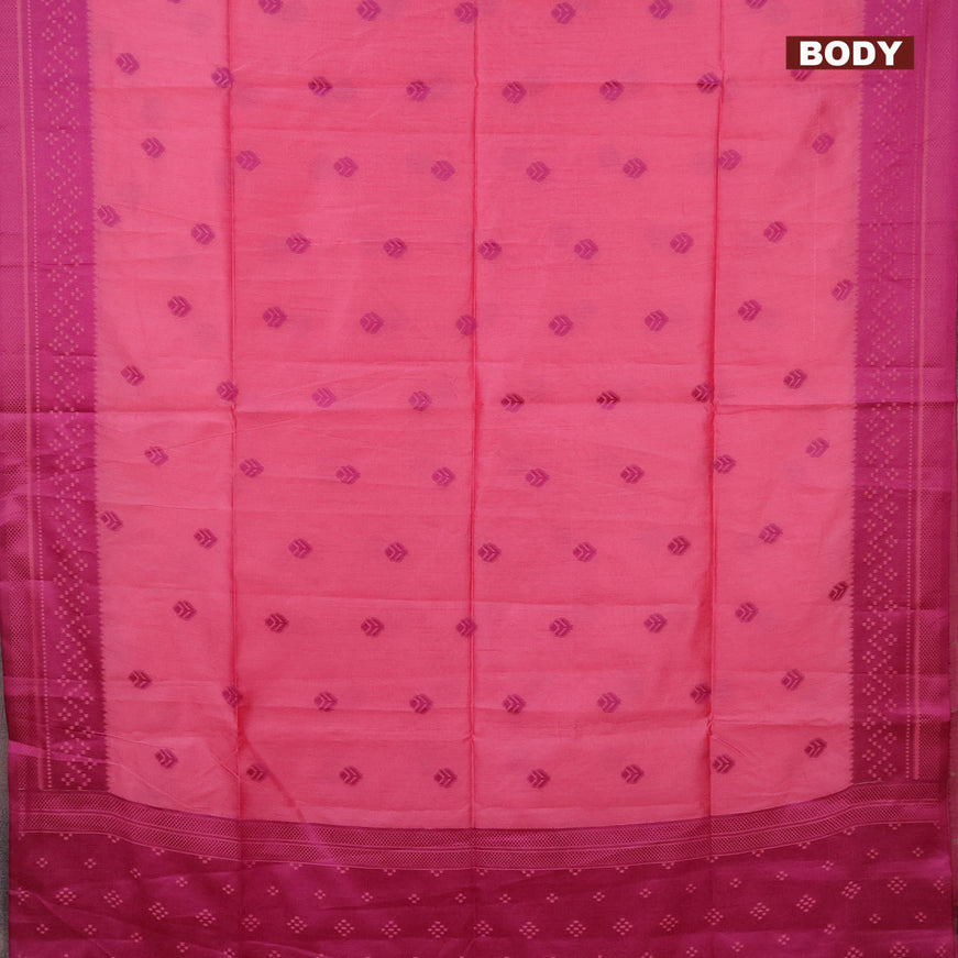 Semi dupion saree pink and purple with thread woven buttas and thread woven border