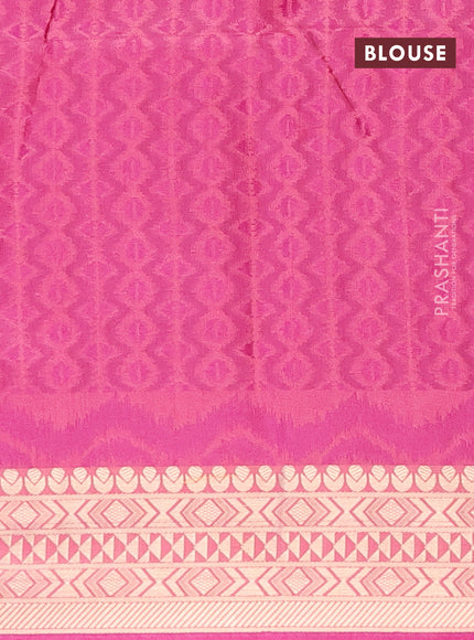 Semi dupion saree pink and purple with allover thread weaves & buttas and zari woven border