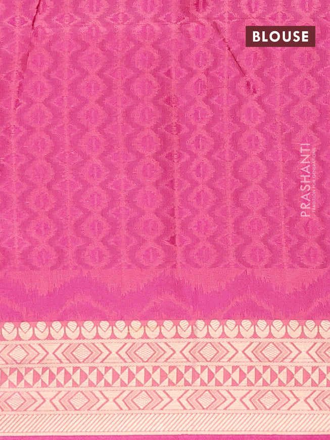 Semi dupion saree pink and purple with allover thread weaves & buttas and zari woven border