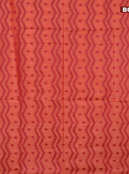 Semi dupion saree peach shade and maroon with allover thread weaves & buttas and zari woven border