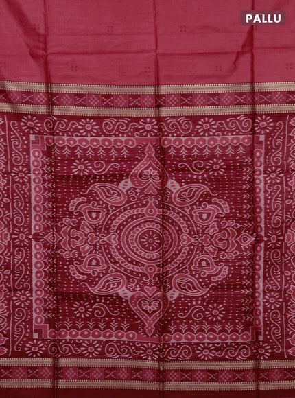 Semi dupion saree pink and maroon with thread woven buttas and thread & zari woven border