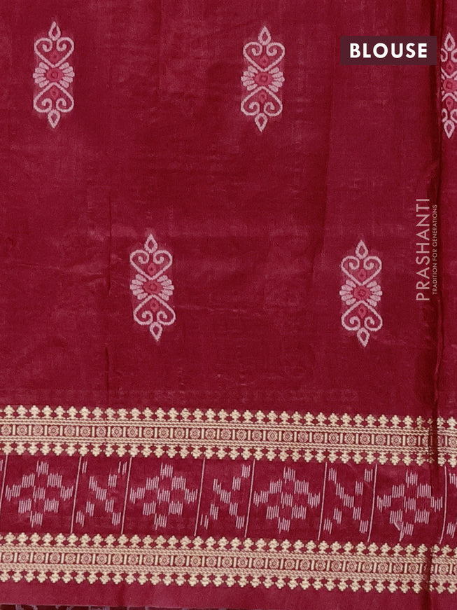 Semi dupion saree pink and maroon with thread woven buttas and thread & zari woven border