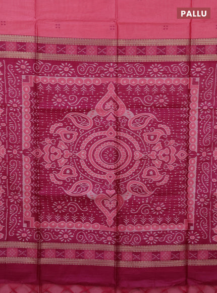 Semi dupion saree pink and purple with thread woven buttas and thread & zari woven border