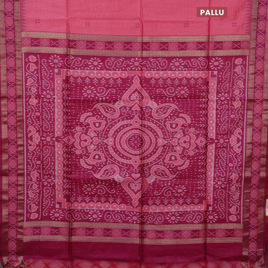 Semi dupion saree pink and purple with thread woven buttas and thread & zari woven border