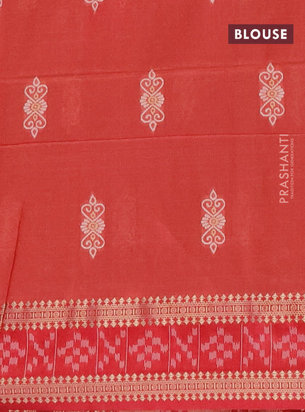 Semi dupion saree sandal and maroon with thread woven buttas and thread & zari woven border