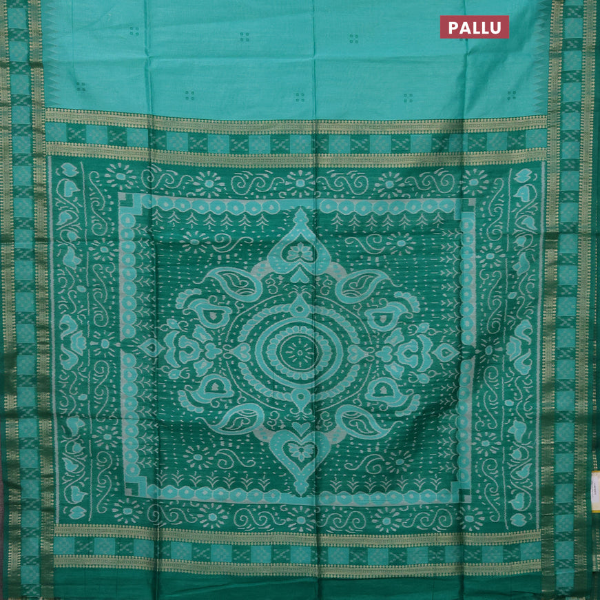 Semi dupion saree teal blue and teal green with thread woven buttas and thread & zari woven border