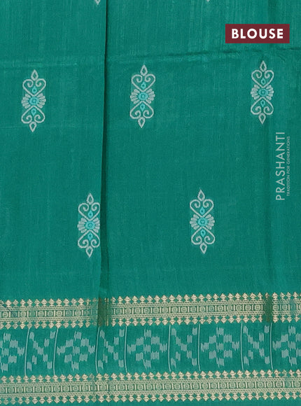 Semi dupion saree teal blue and teal green with thread woven buttas and thread & zari woven border