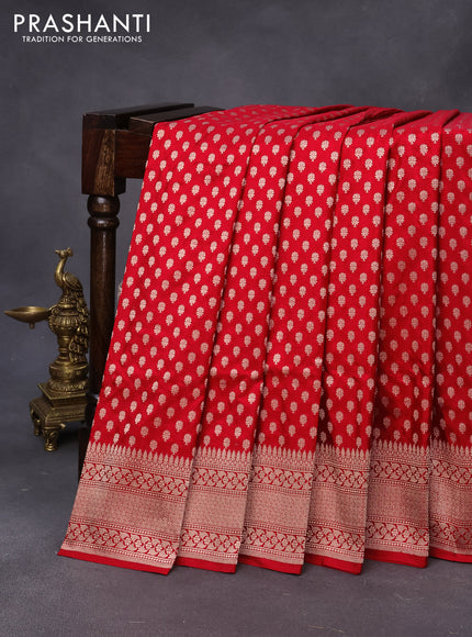 Banarasi uppada silk saree red with allover zari woven buttas and zari woven border