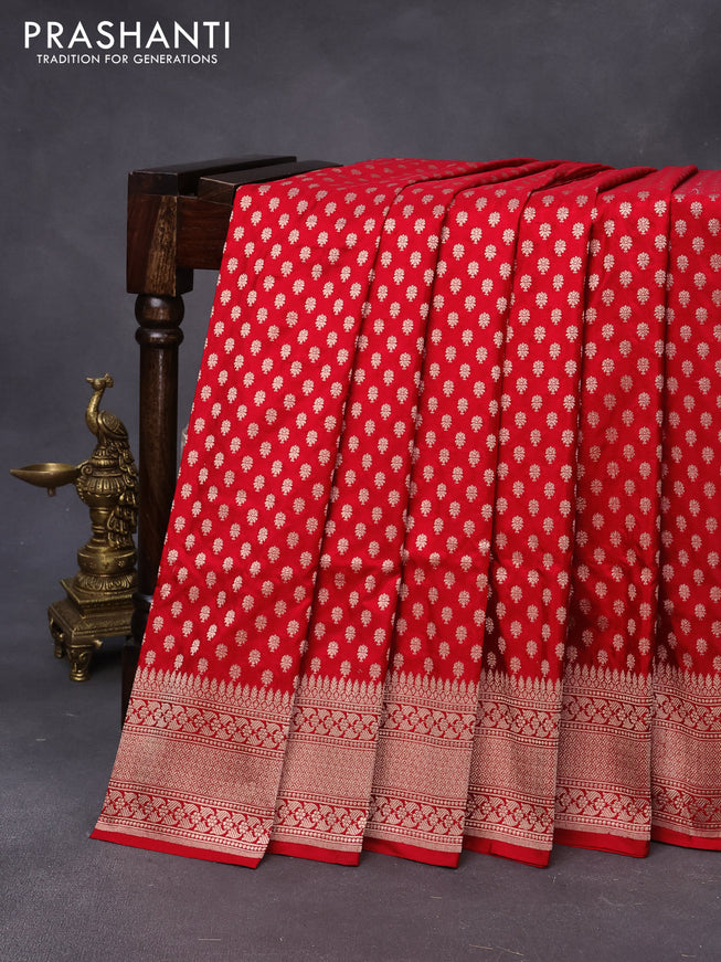 Banarasi uppada silk saree red with allover zari woven buttas and zari woven border