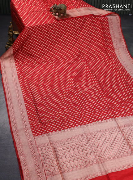 Banarasi uppada silk saree red with allover zari woven buttas and zari woven border