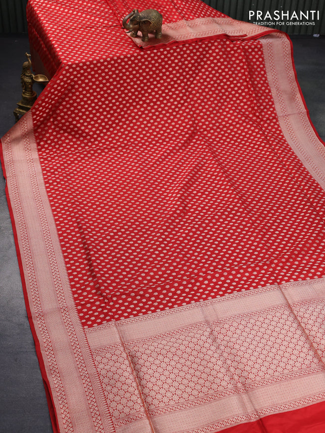 Banarasi uppada silk saree red with allover zari woven buttas and zari woven border