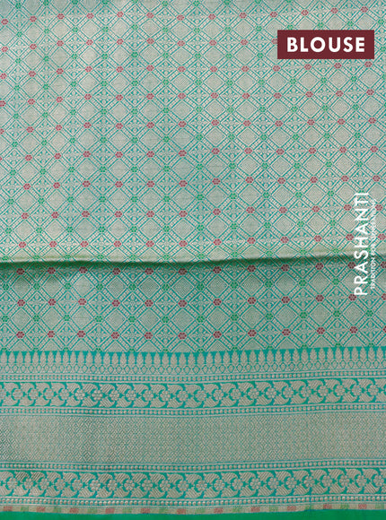 Banarasi uppada silk saree dual shade of teal greenish blue with allover zari woven buttas and zari woven border