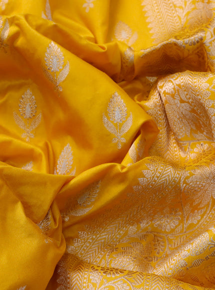 Banarasi uppada silk saree mustard yellow with allover zari woven buttas and zari woven border