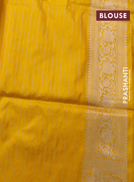 Banarasi uppada silk saree mustard yellow with allover zari woven buttas and zari woven border