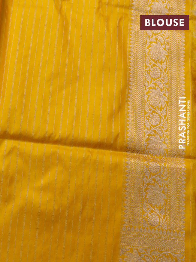 Banarasi uppada silk saree mustard yellow with allover zari woven buttas and zari woven border