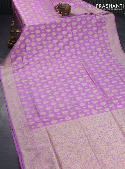 Banarasi uppada silk saree lavender shade with allover zari woven butta weaves and zari woven border