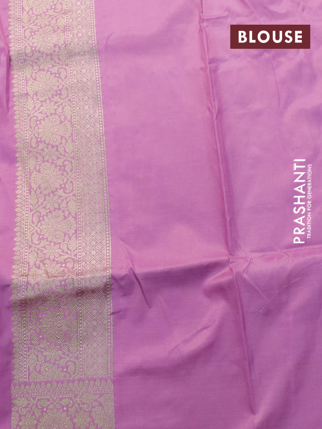 Banarasi uppada silk saree lavender shade with allover zari woven butta weaves and zari woven border