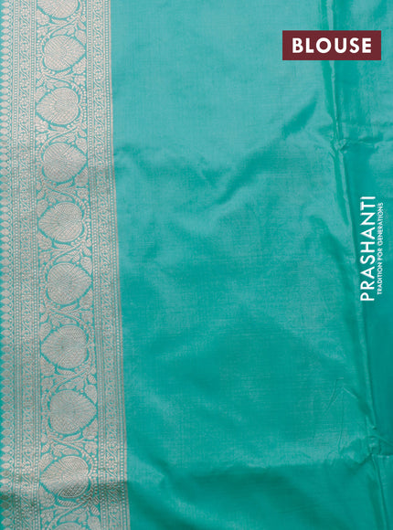 Banarasi uppada silk saree teal blue with zari woven floral buttas and zari woven border