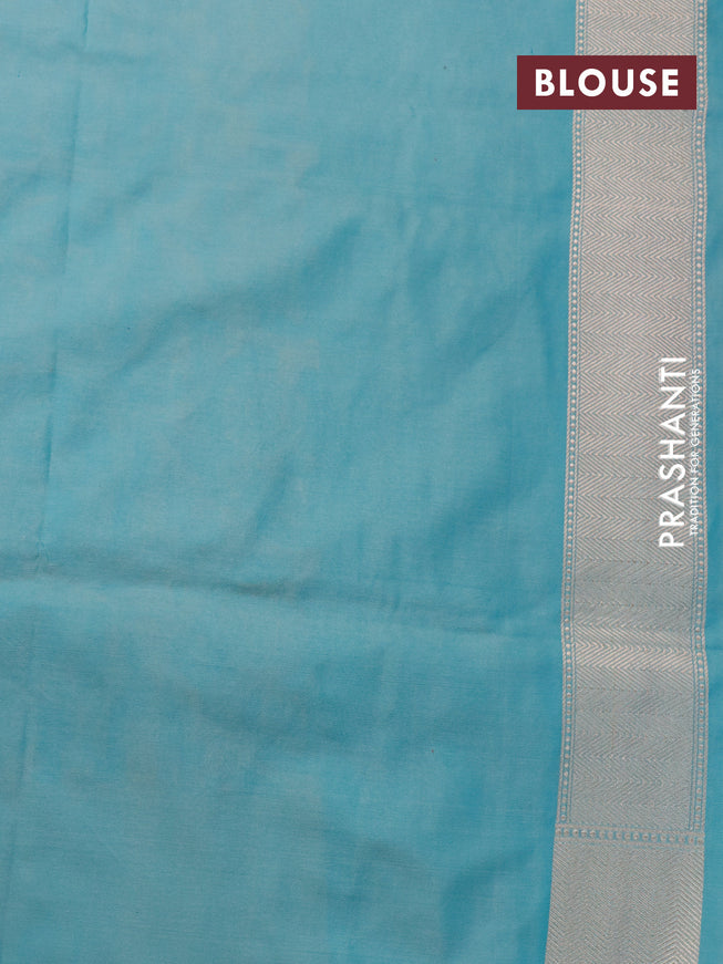 Banarasi uppada silk saree pastel blue with allover zari woven brocade weaves and zari woven border