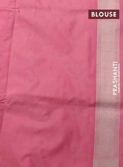 Banarasi uppada silk saree pastel pink with allover zari woven brocade weaves and zari woven border